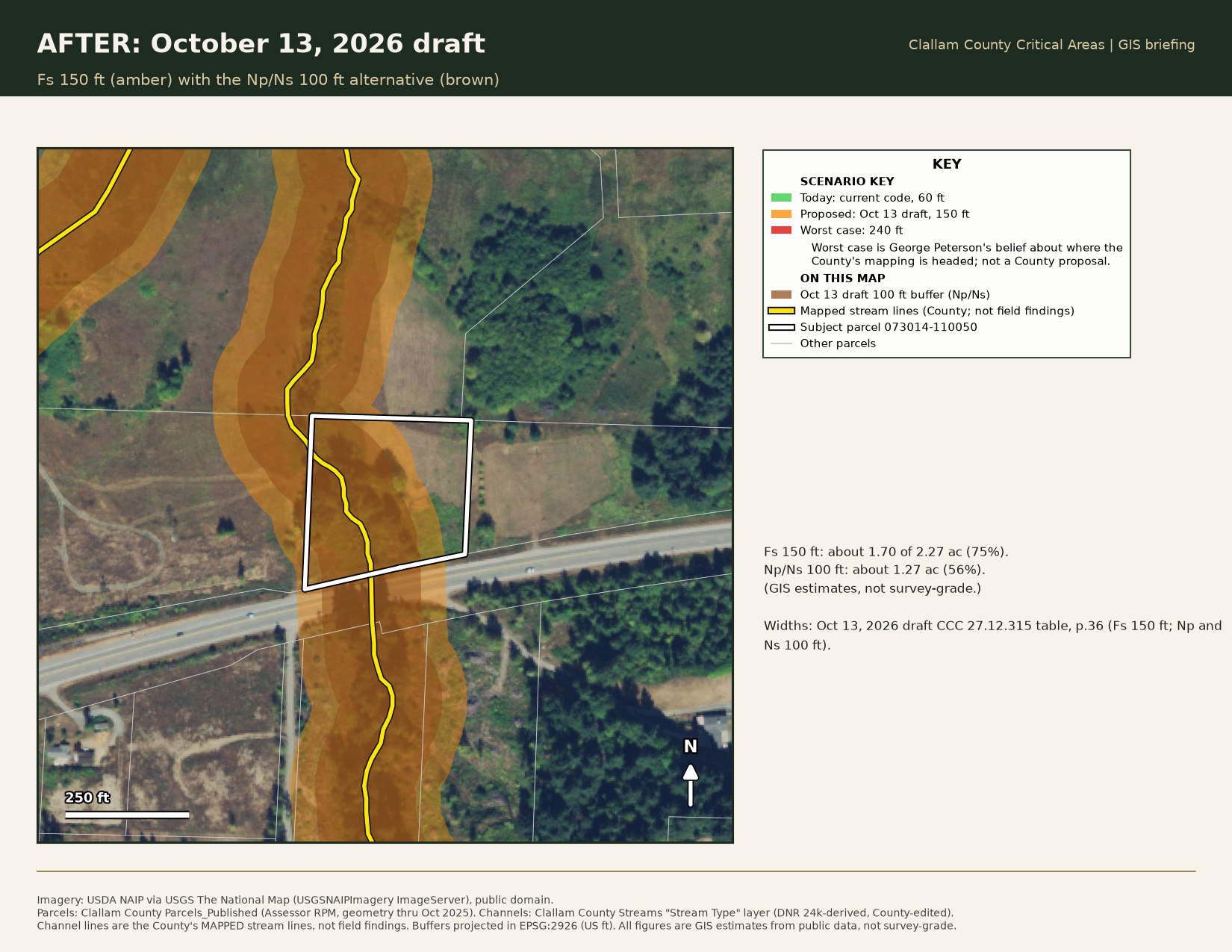 150-foot and 100-foot buffers on parcel 073014-110050